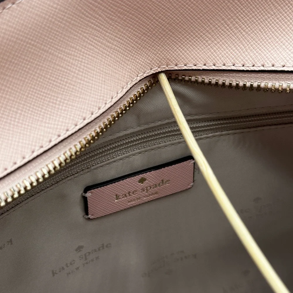 Kate Spade Madison Printed Medium Satchel Bag Conch Pink - Picture 12 of 13